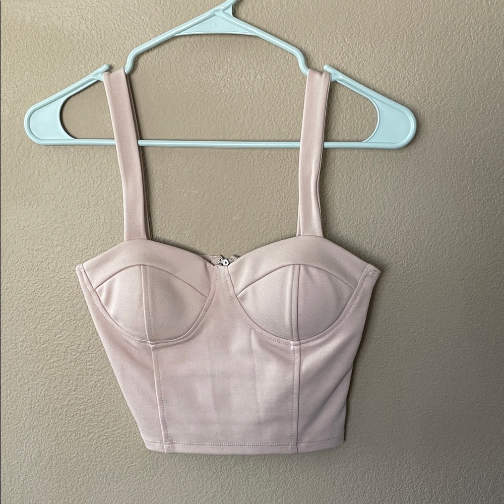 Shinestar Blush Beige Bustier Crop Top